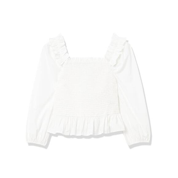 The Drop Women's Marisol Long-Sleeve Ruffle Smocked Top L - Picture 3 of 3